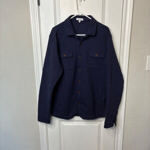 Peter Millar Shirt Jacket Mens XL Navy Blue Quilted Waffle Knit Shacket MF24K25